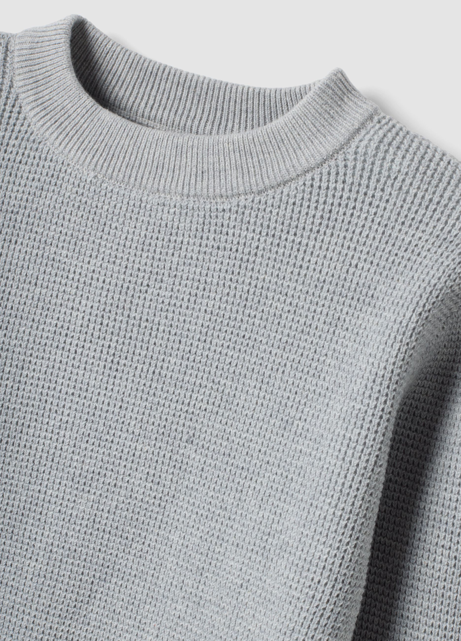Maglia grigia in misto cotone girocollo lavorata a maglia