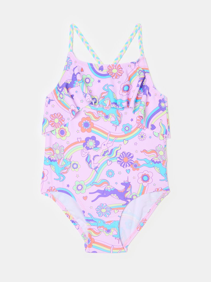 One-piece swimsuit with unicorns print_0