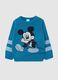 Blue children's regular fit sweater with Disney print and striped sleeves_0