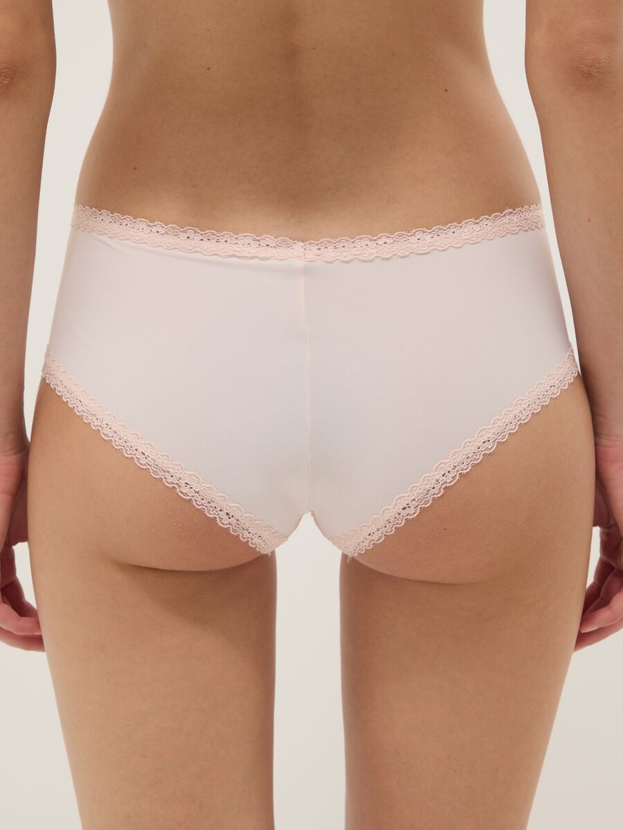 Pink stretch-fabric briefs with lace details, regular fit_2