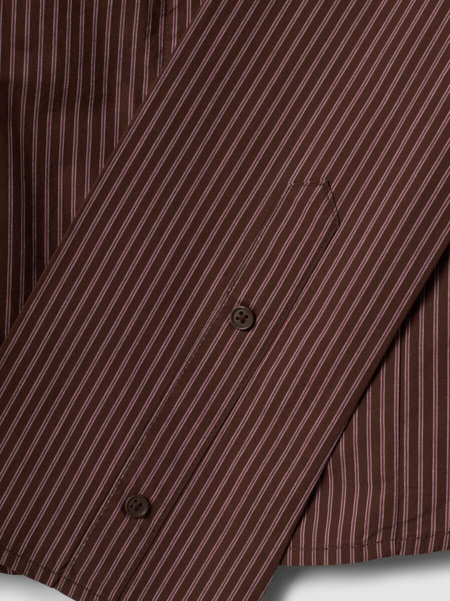 Brown striped slim-fit pure cotton poplin shirt_5