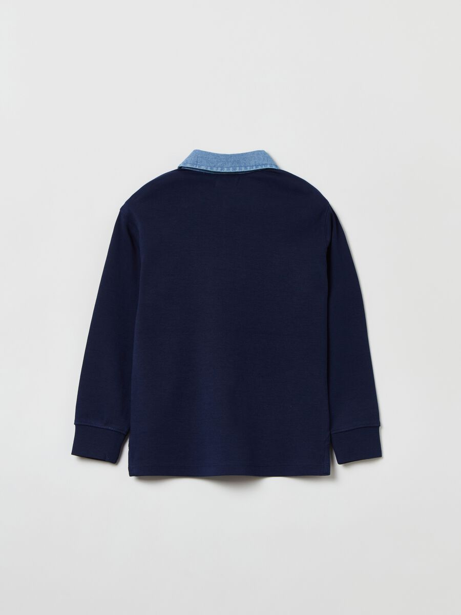 Polo shirt with long sleeves and bouclé patch_4