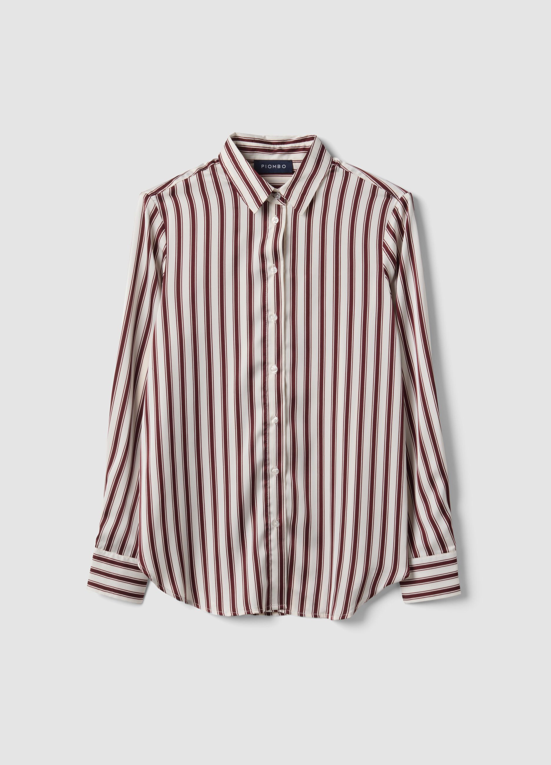 Camicia bianca in tessuto elasticizzato a righe regular fit