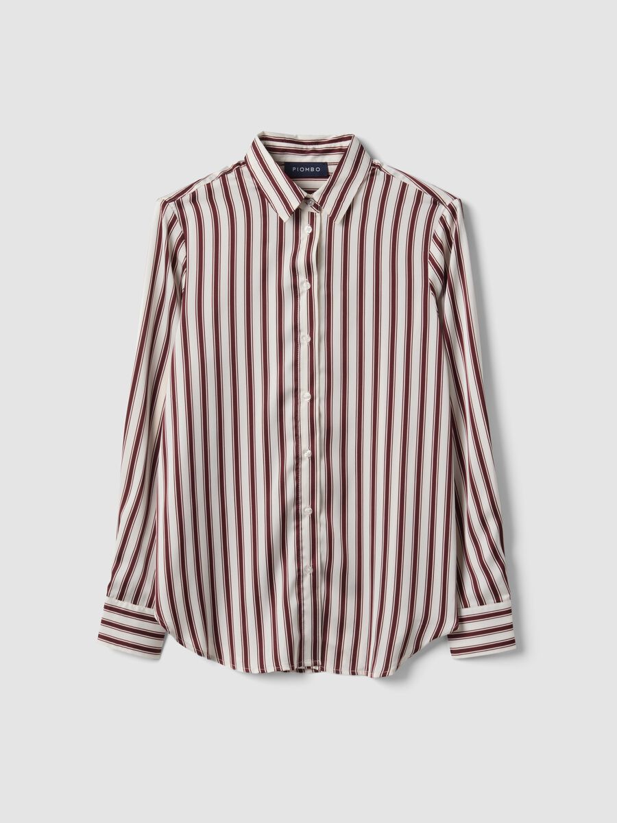 Camicia bianca in tessuto elasticizzato a righe regular fit_0