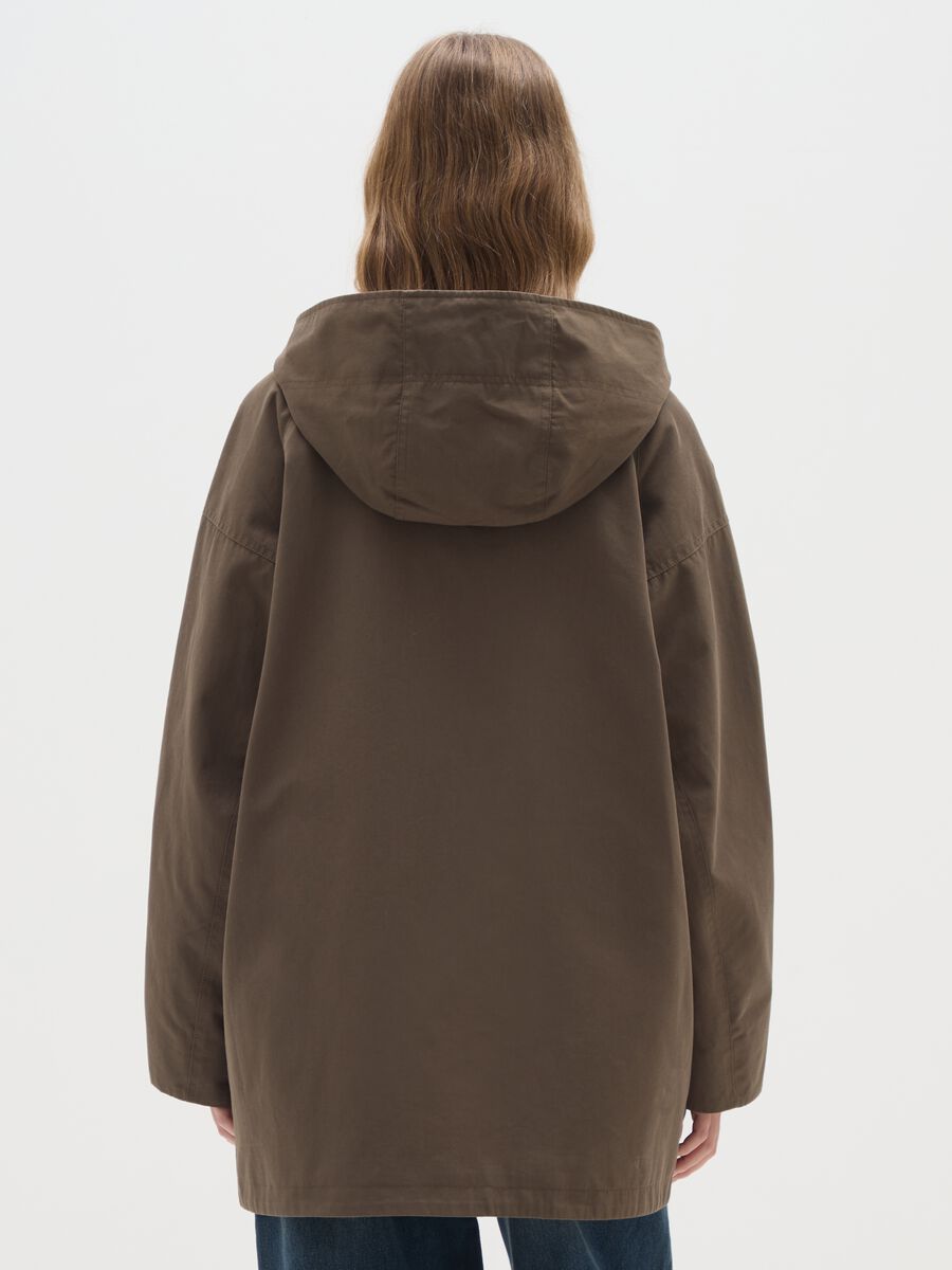 Brown regular fit cotton blend jacket_2