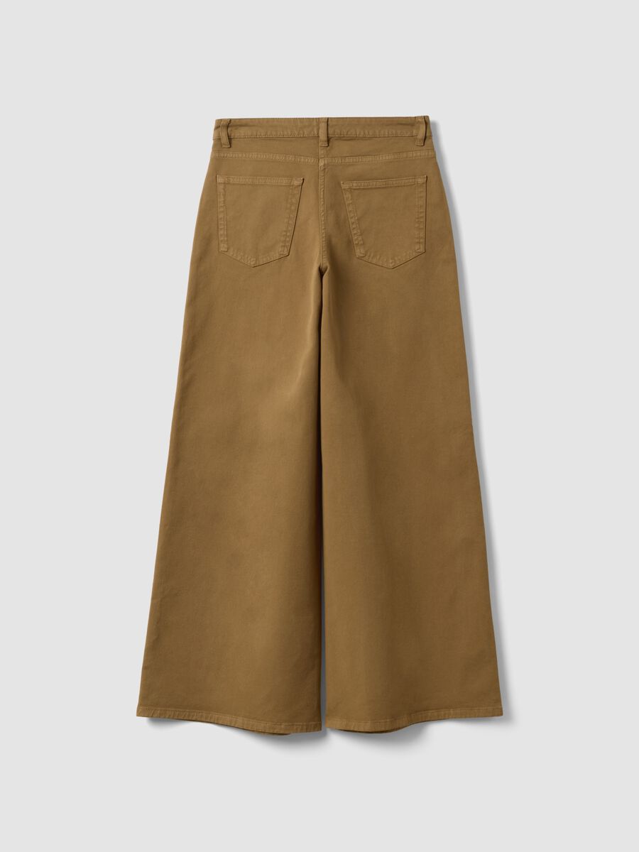 Brown stretch cotton wide-leg trousers_6