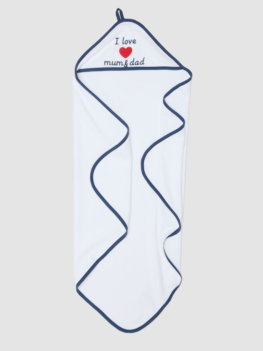 Albornoz para beb&eacute; blanco de mezcla de algod&oacute;n org&aacute;nico con bordado_1