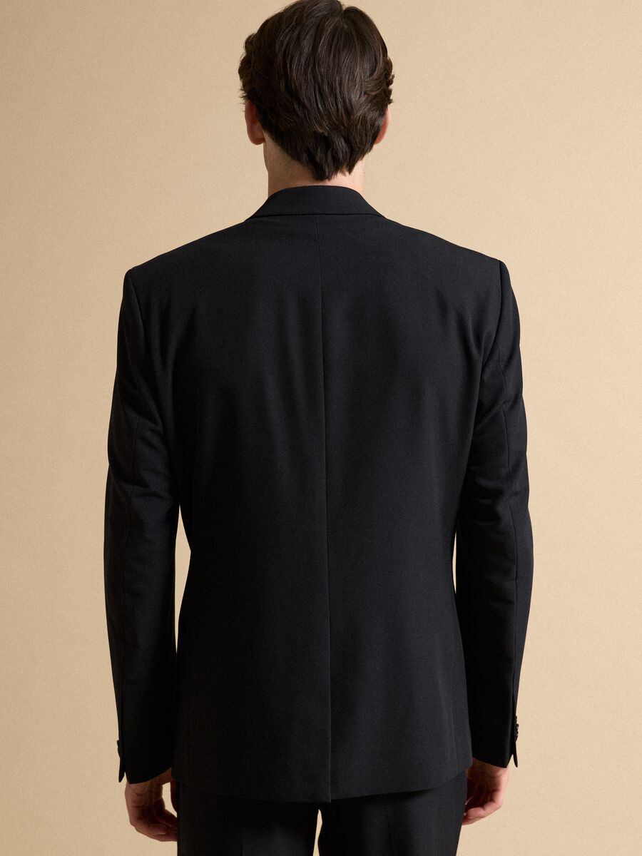 Blazer nero slim fit foderato con rever classici_3
