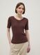 Brown regular fit viscose blend T-shirt with bows_1