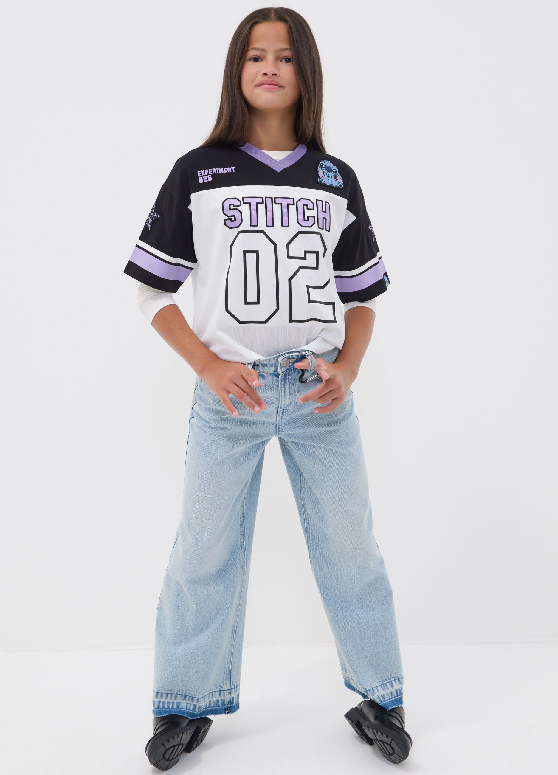Blue culotte jeans in pure cotton for girls