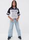 Blue culotte jeans in pure cotton for girls_0