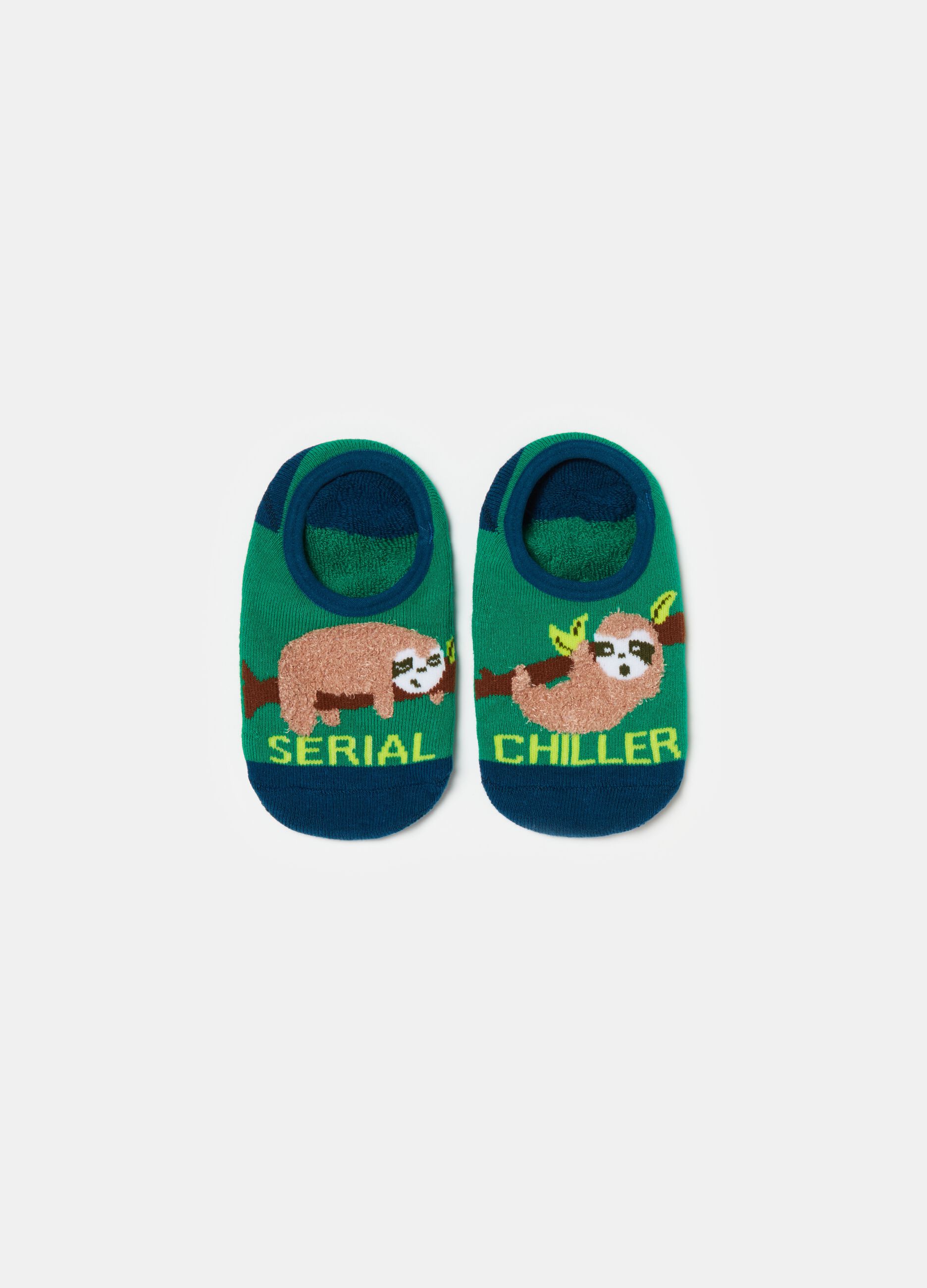 Slipper socks with sloth design
