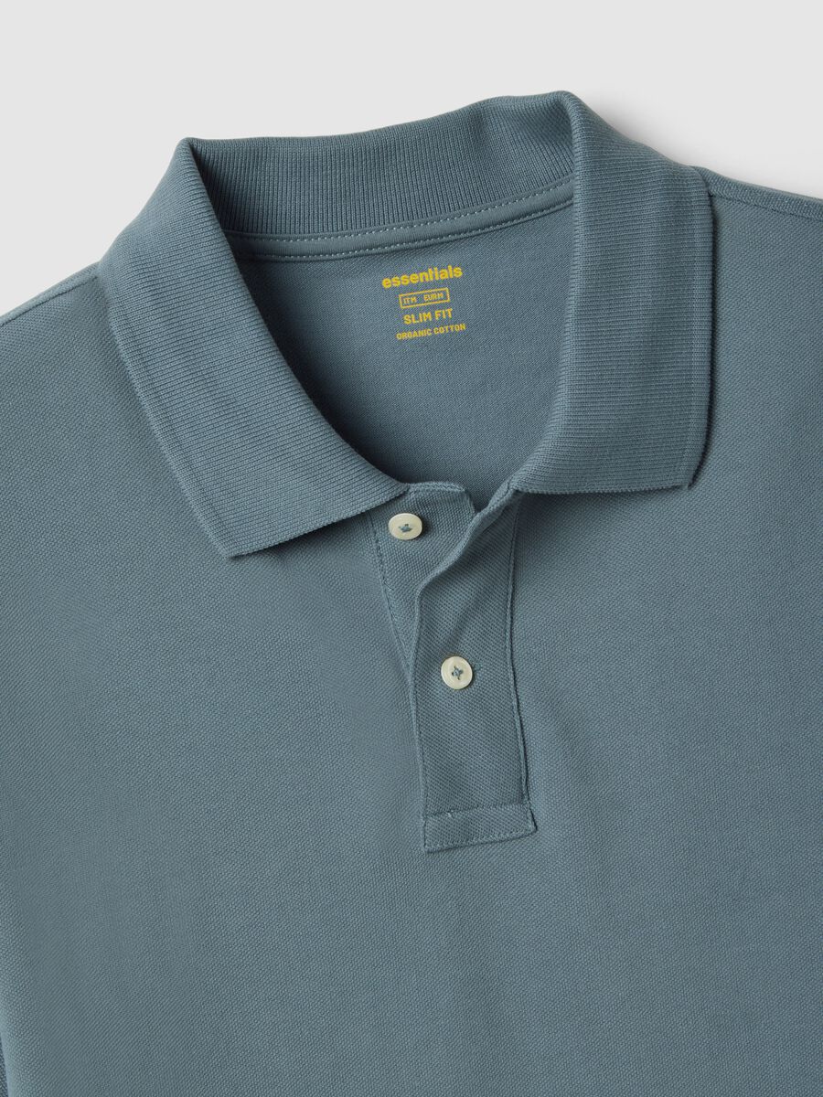 Polo in puro cotone grigio slim fit_1