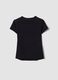 Camiseta negra entallada de algod&oacute;n el&aacute;stico con aplicaciones de strass_1