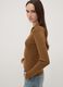 Brown ribbed viscose-blend polo-collar top_0