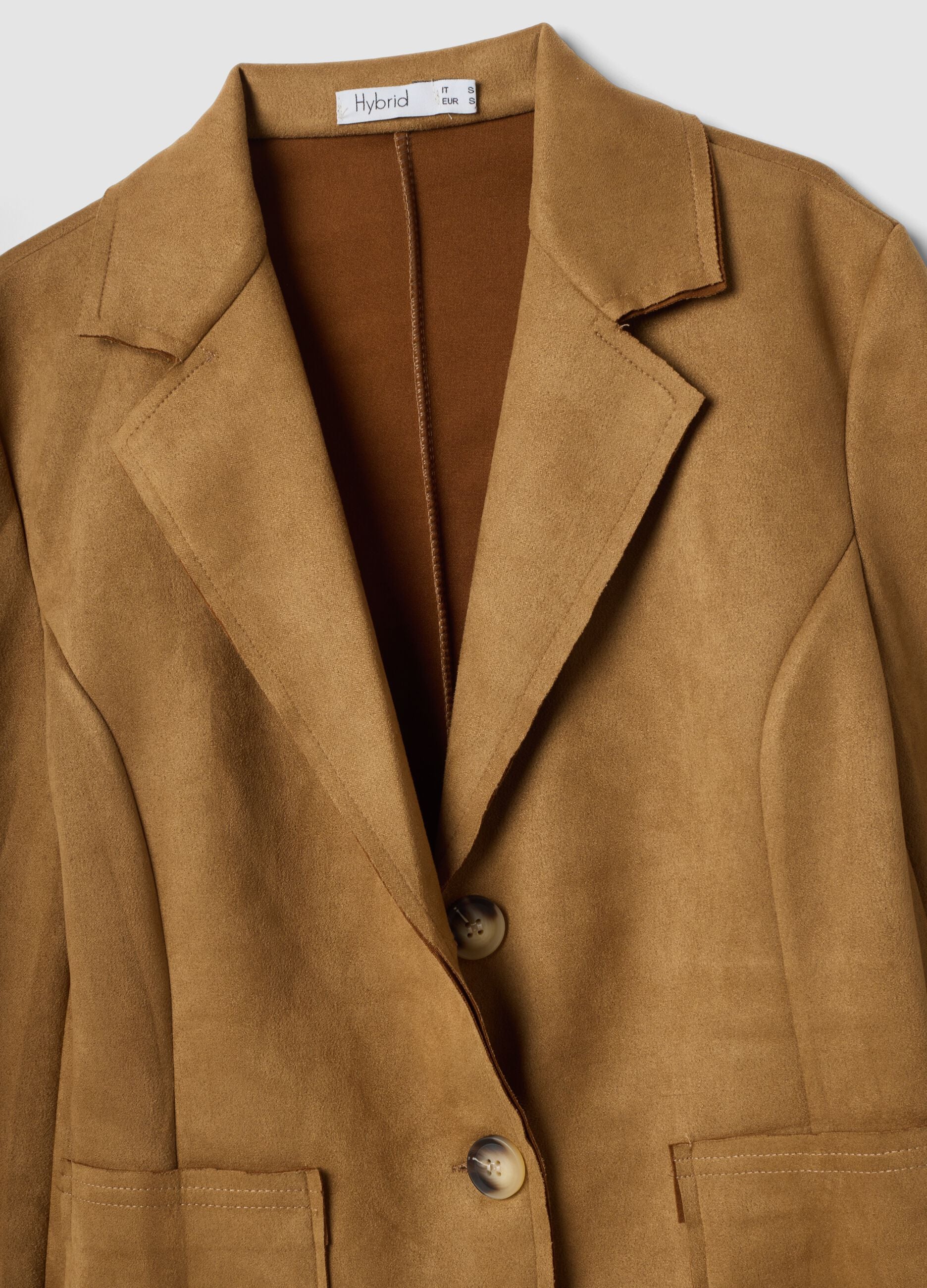 Brown regular-fit jacket with lapels and patch pockets