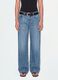 Hellblaue Denim-Jeans mit Wide Leg aus 100 % Baumwolle_1