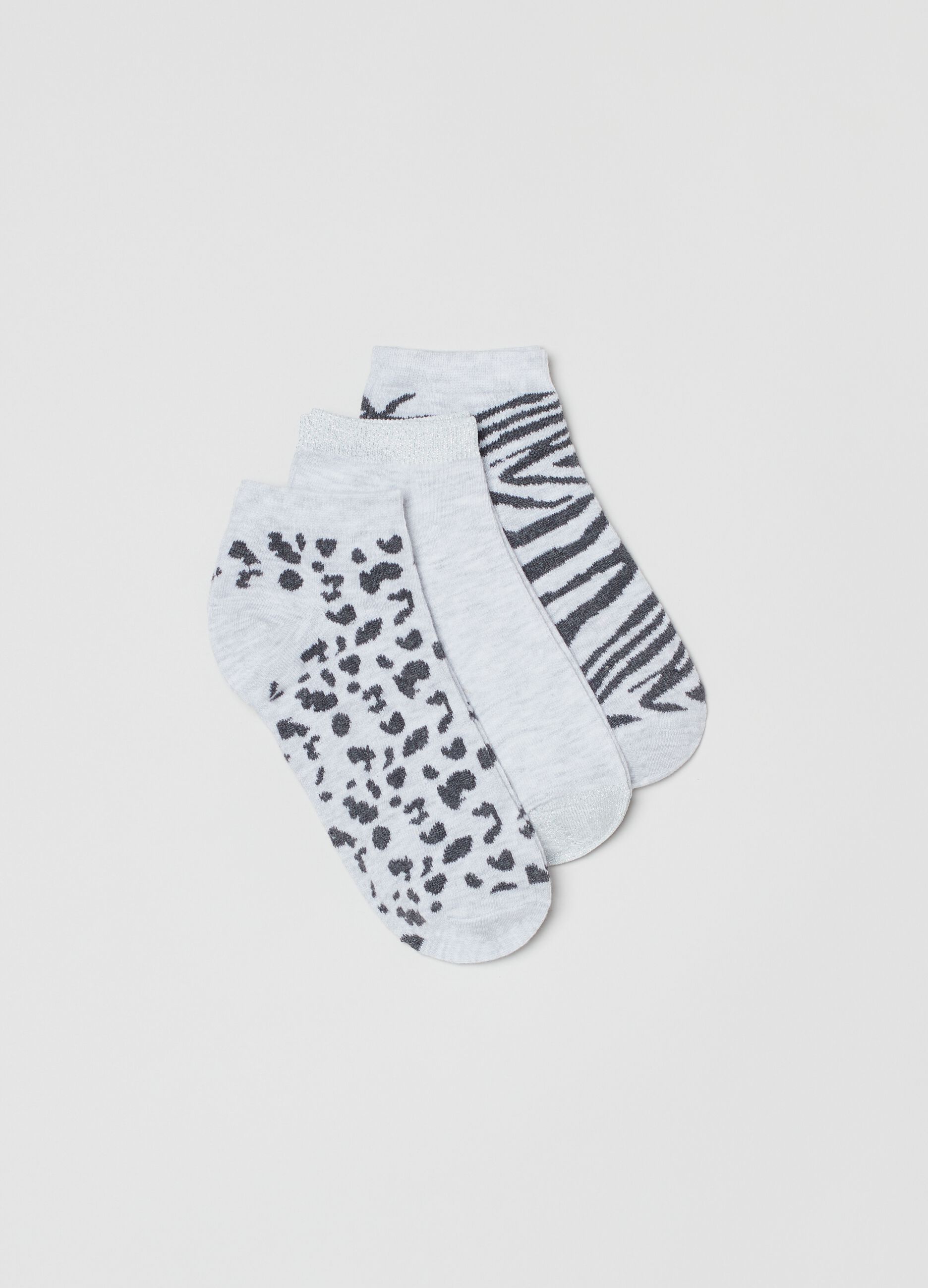 Pack tres calcetines invisibles animal print