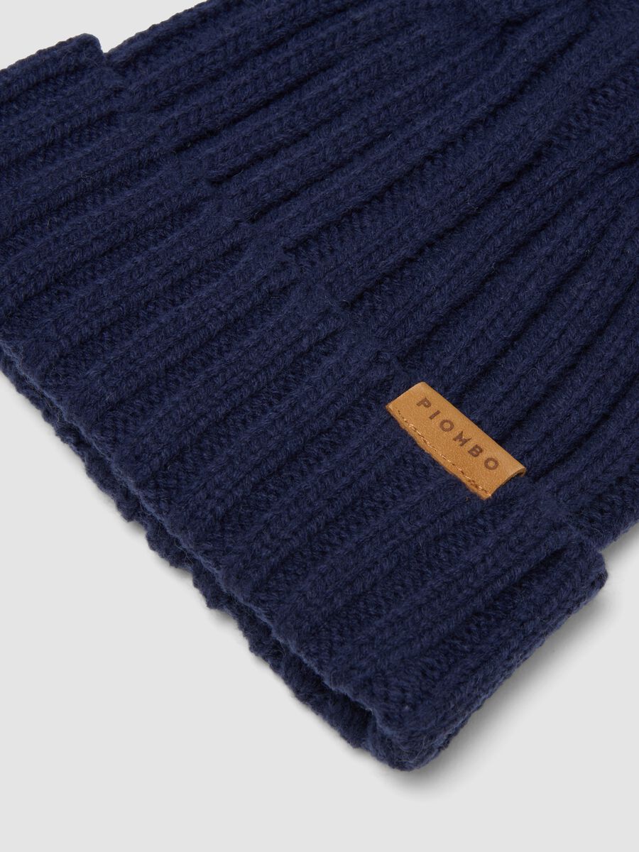 Blue ribbed wool-blend hat_1