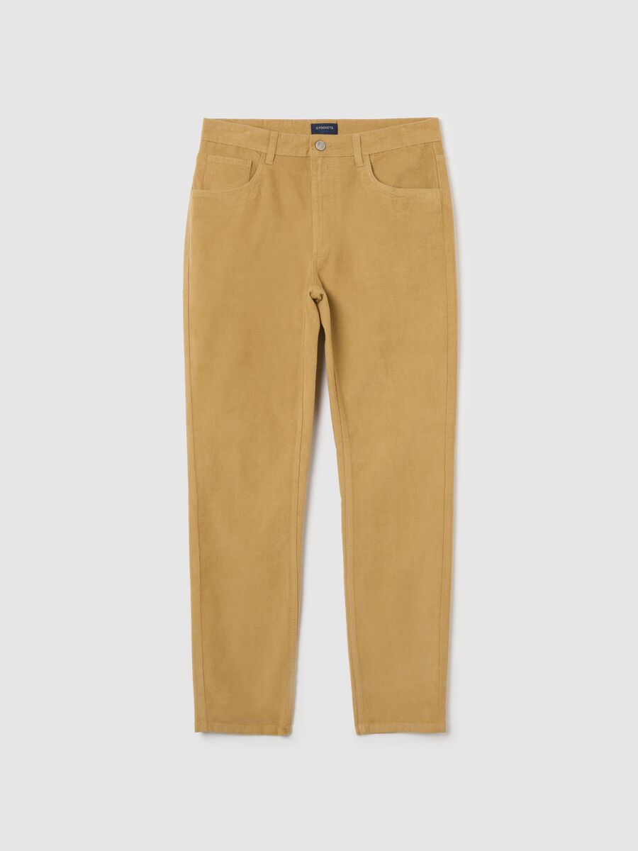 Slim fit brown stretch cotton trousers_4