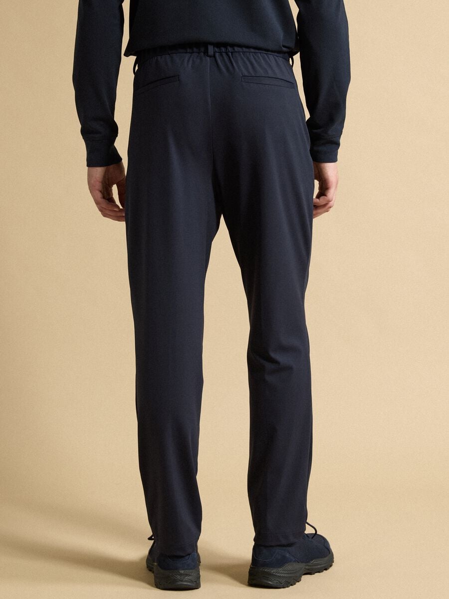 Blue 4-way stretch regular-fit trousers with Easy Iron finish_3