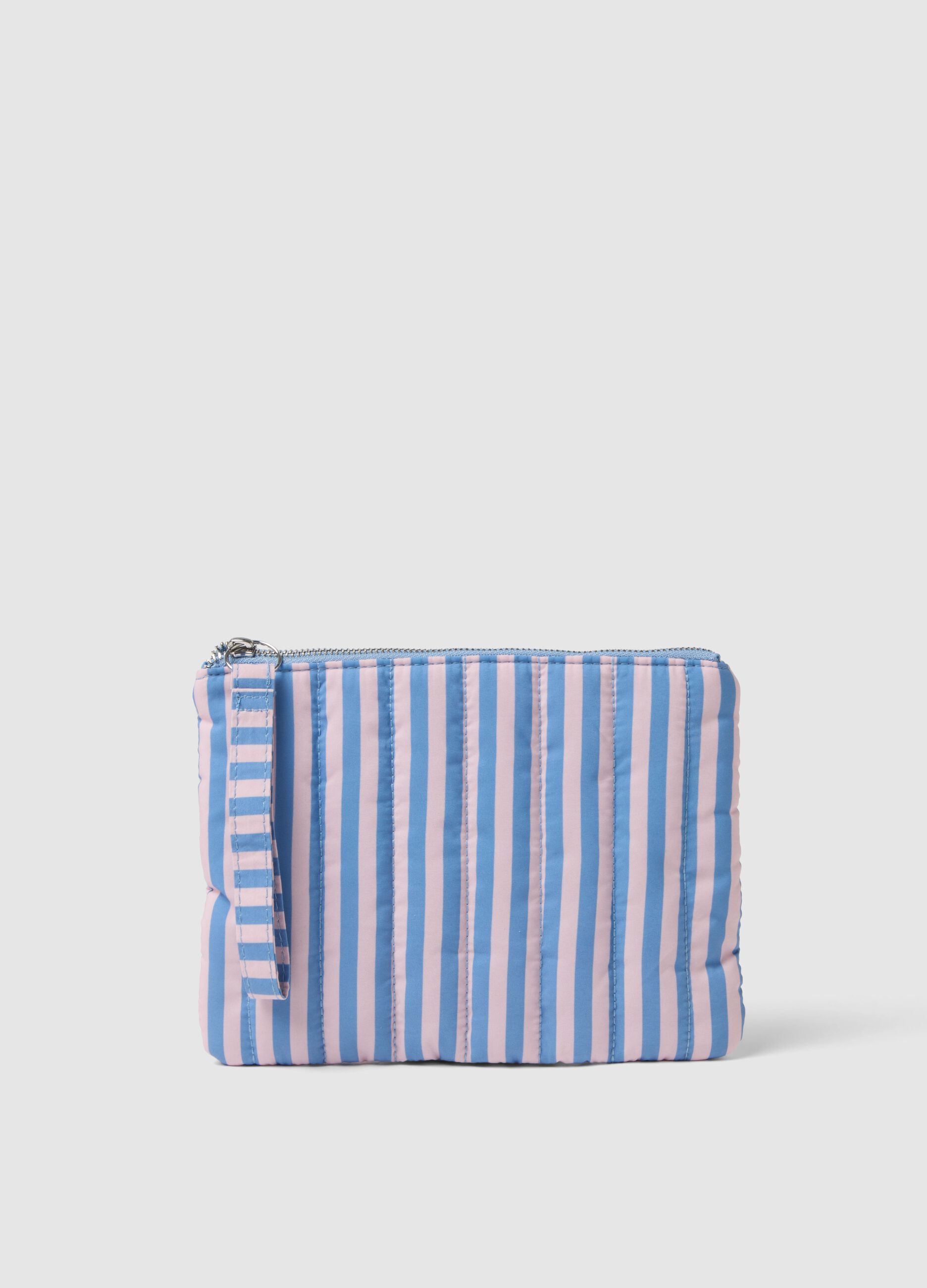 Multicolour striped pouch with zip