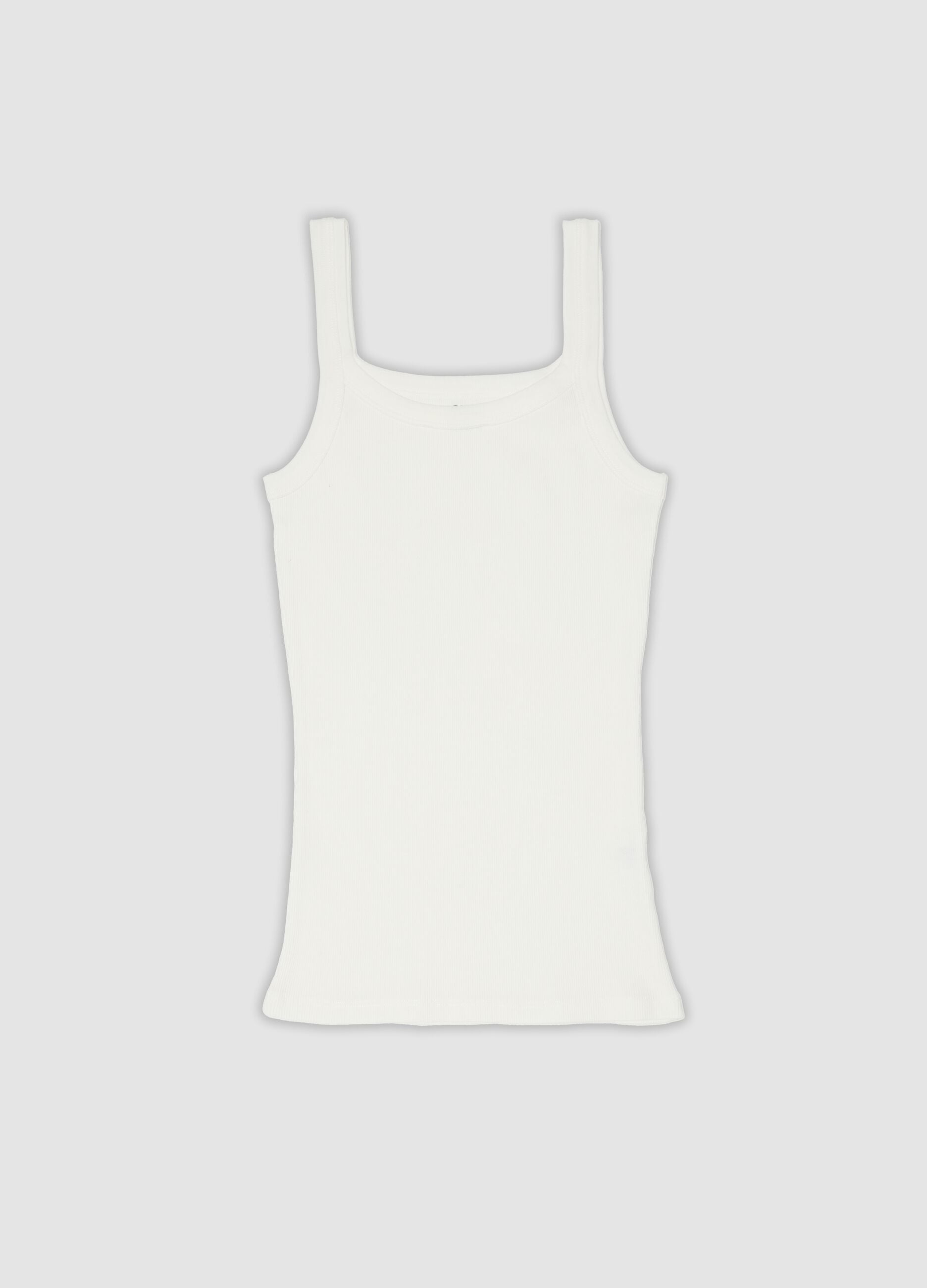 White crew-neck vest top in pure organic cotton