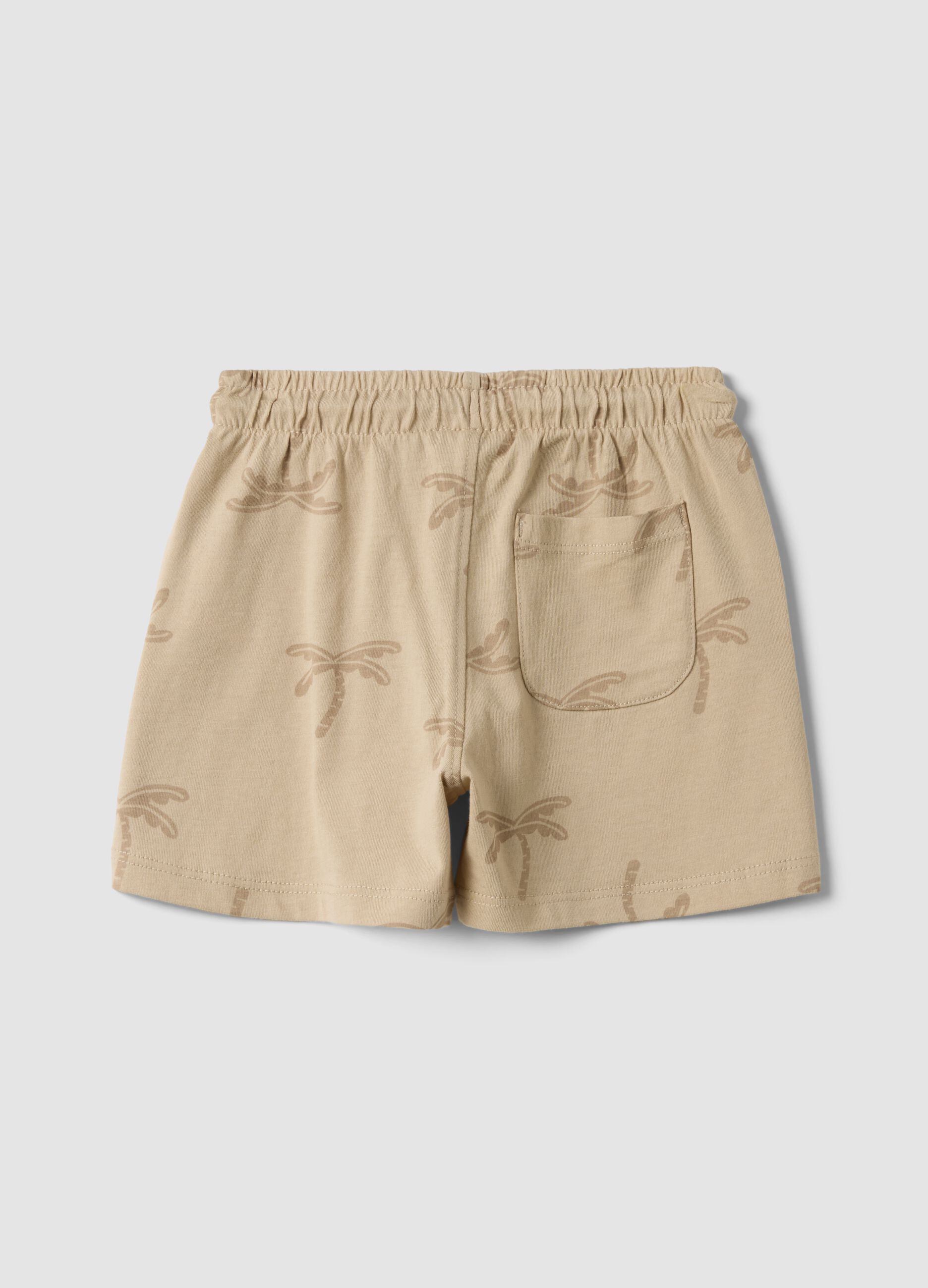Beige organic cotton shorts with all-over print