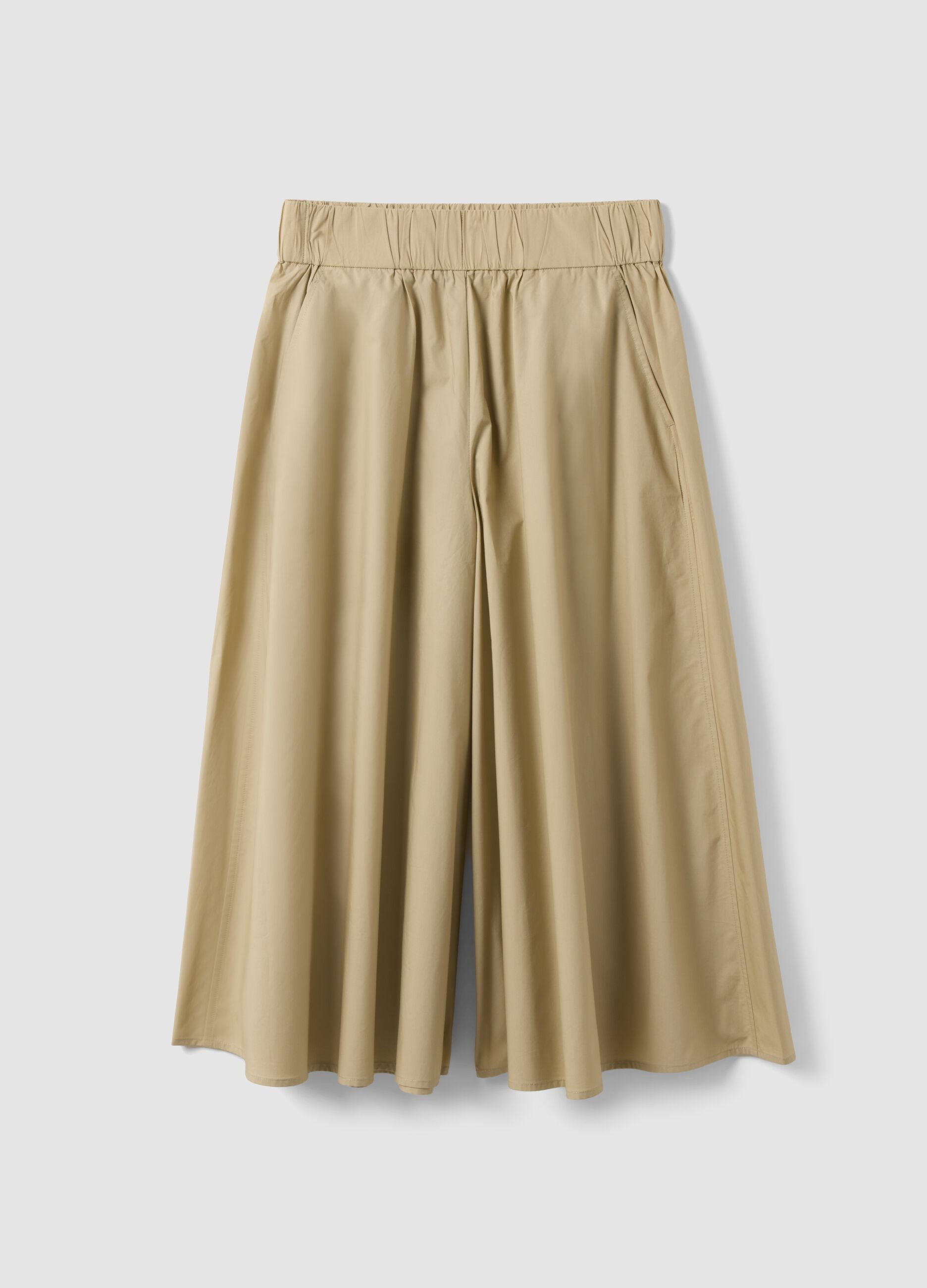 Falda larga beige de algod&oacute;n puro
