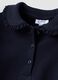 Blue organic cotton polo shirt with ruffled collar_2
