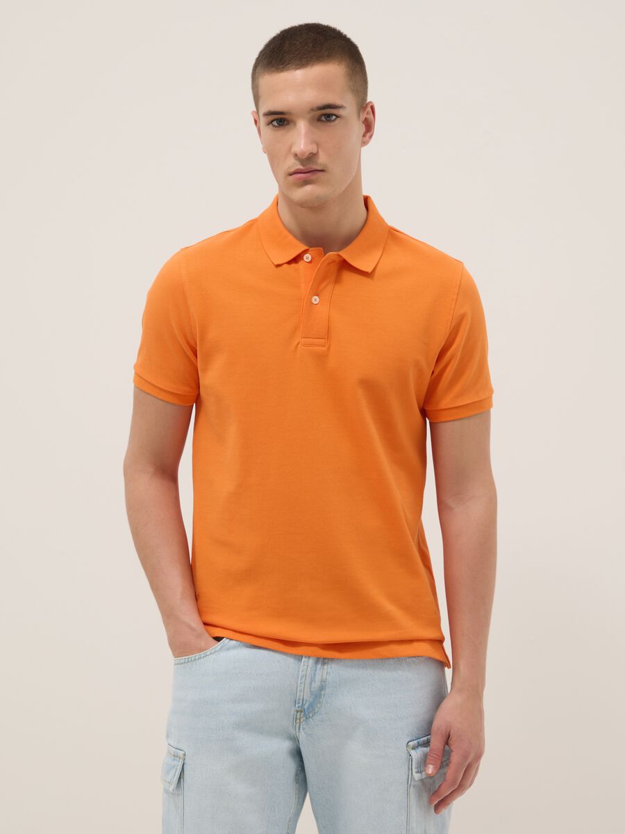 Orange short sleeve pure cotton polo shirt regular fit_2