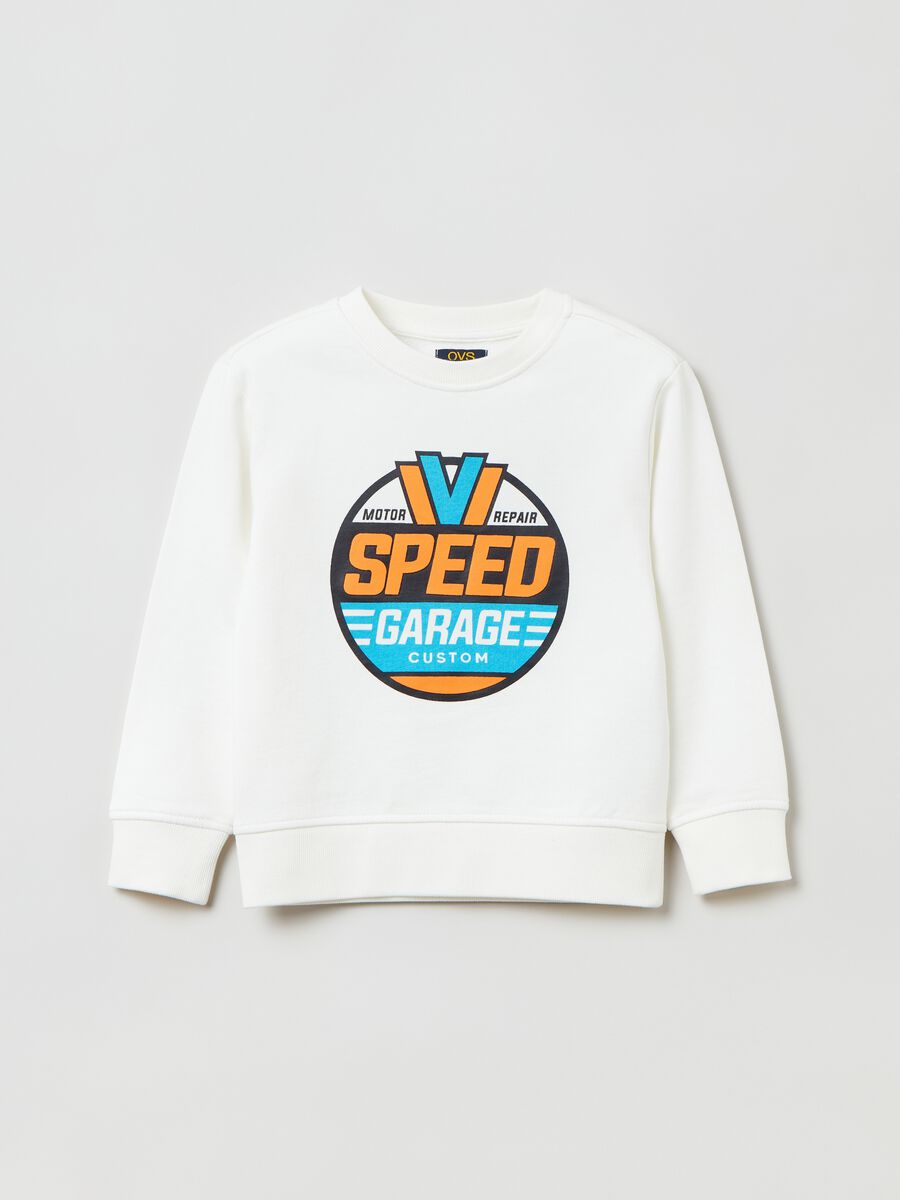 Cotton sweatshirt with printed lettering_0