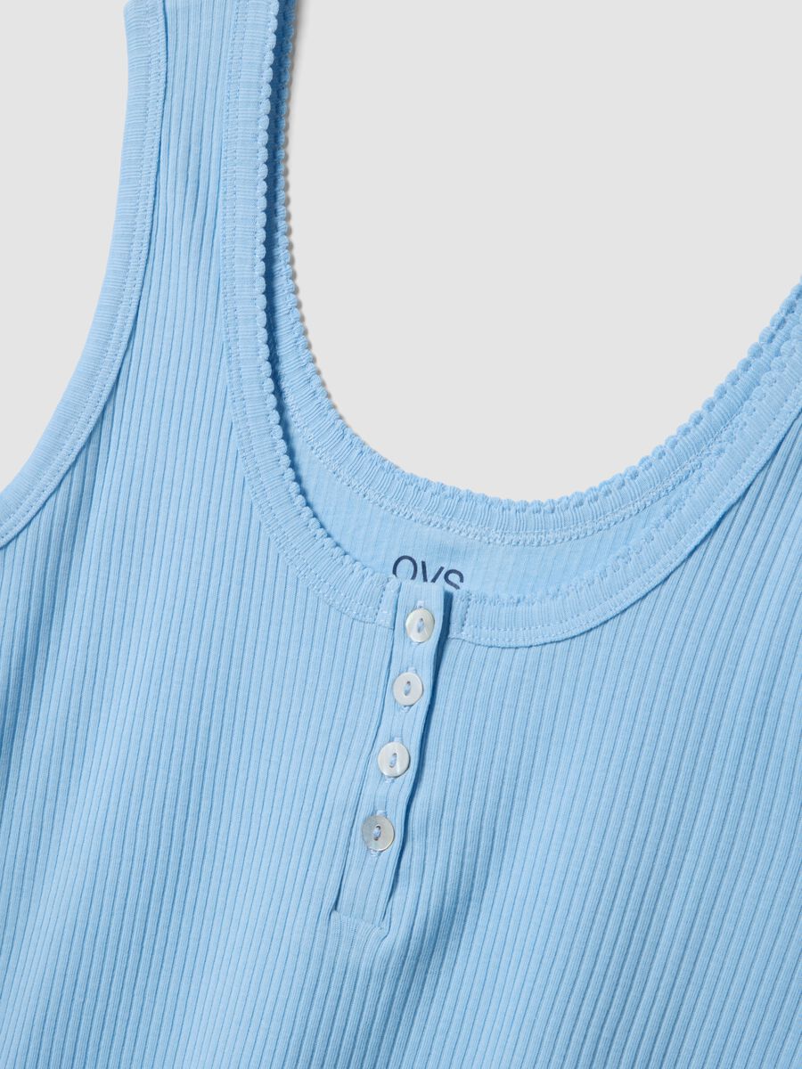 Light blue pure cotton vest with serafino collar and regular fit_1