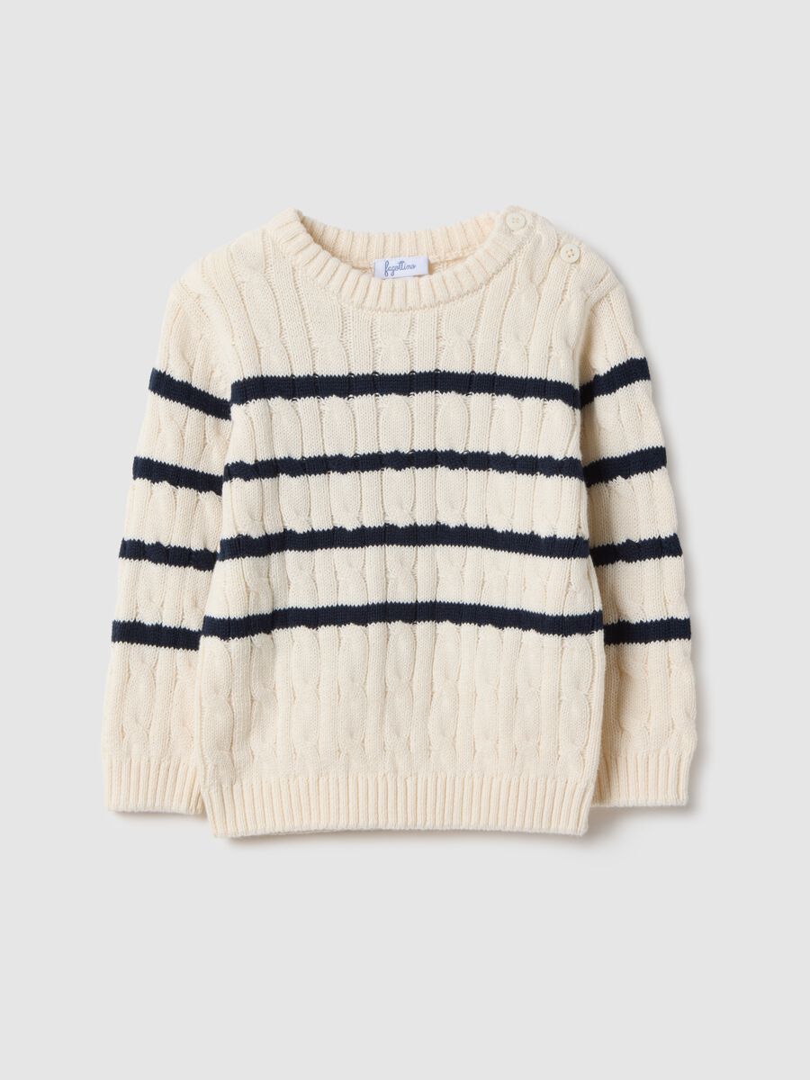 Striped multicolour pure cotton jumper, regular fit for baby_0