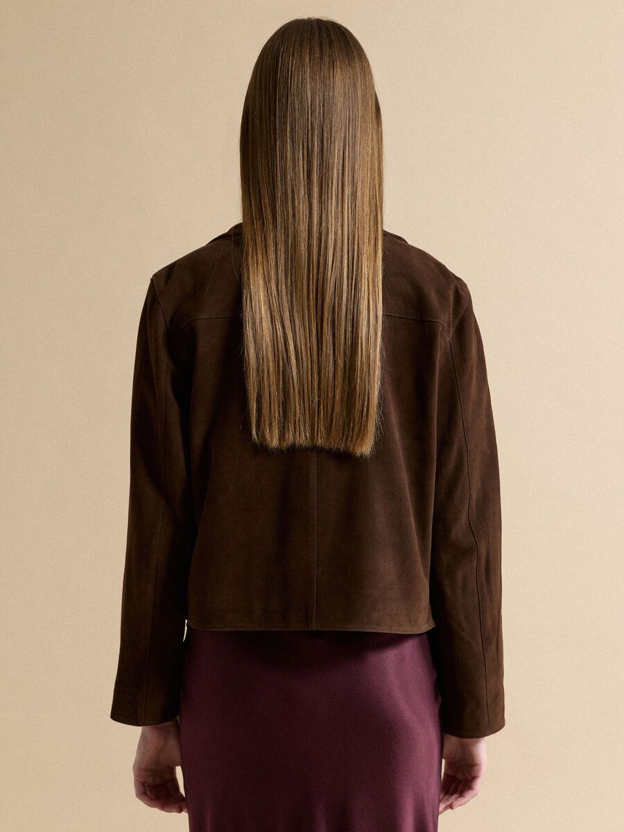 Brown Genuine Leather Blazer with Regular Fit and Classic Lapels_3