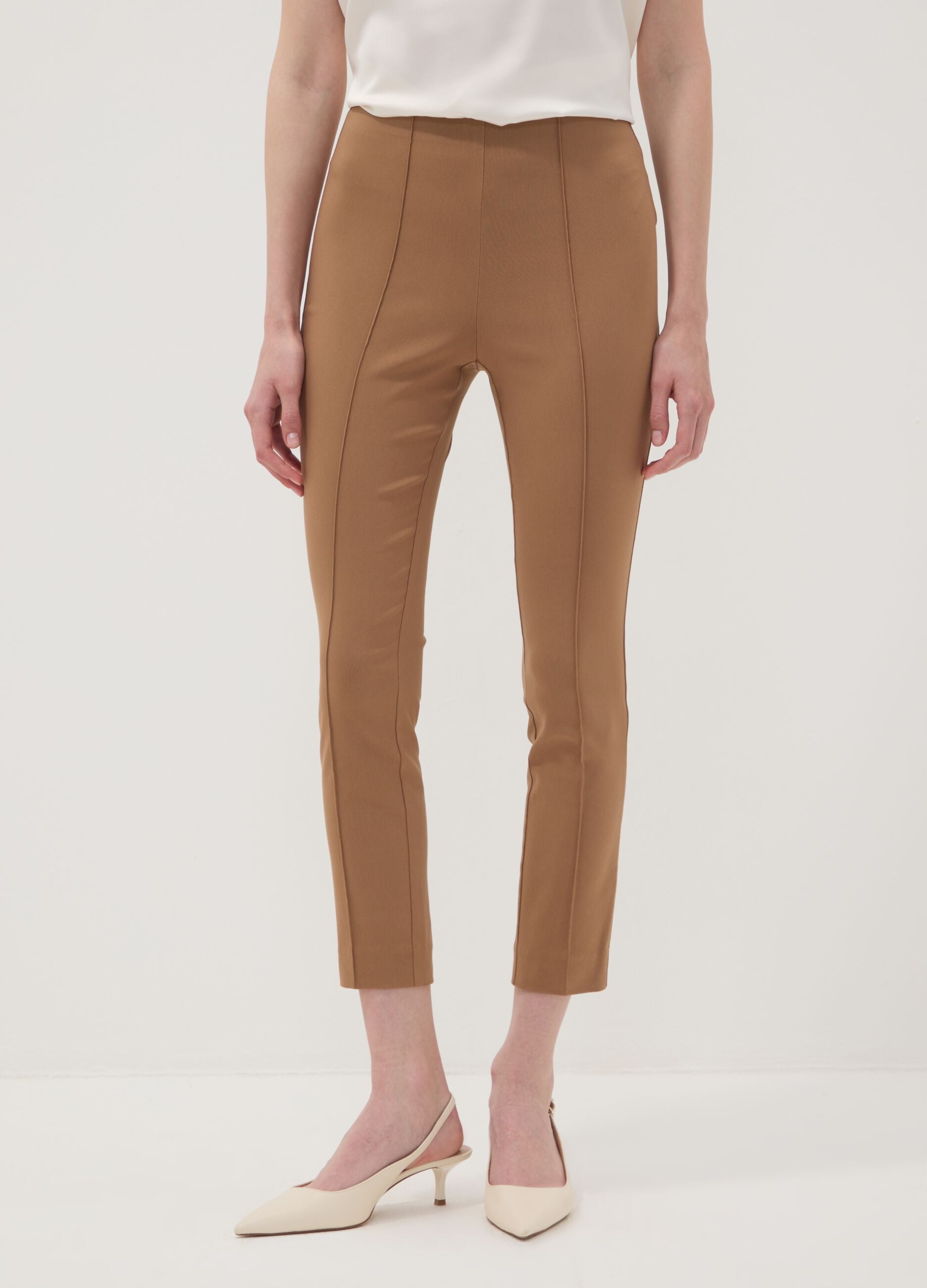 Braune Slim-Fit-Leggings aus elastischer Viskose