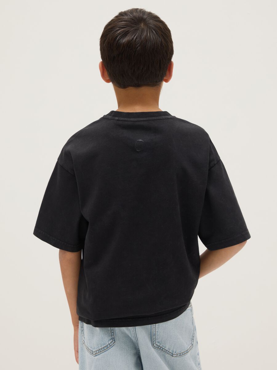 Black pure cotton over fit boy's t-shirt with print_1