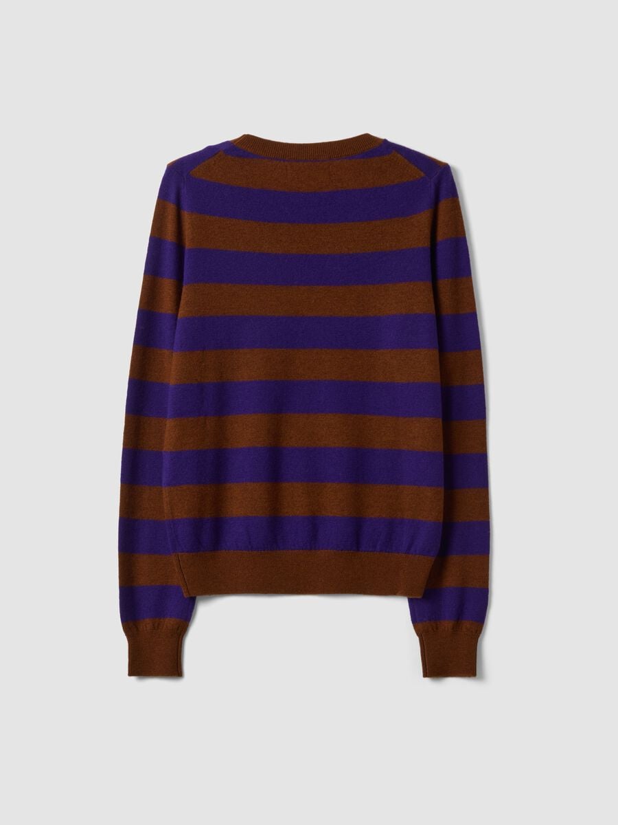 Purple pure wool striped crew-neck jumper_6