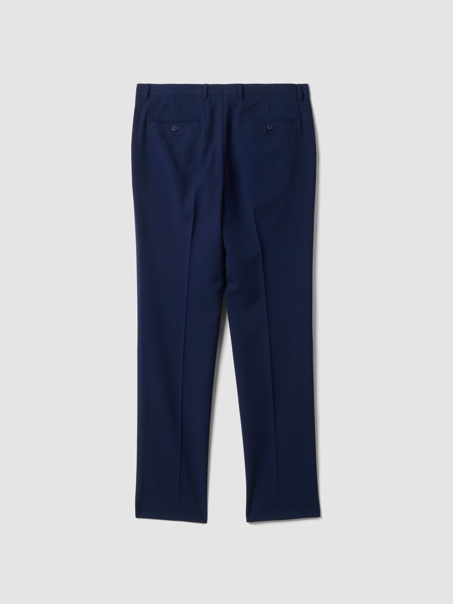 Blue slim-fit formal trousers in stretch viscose_2
