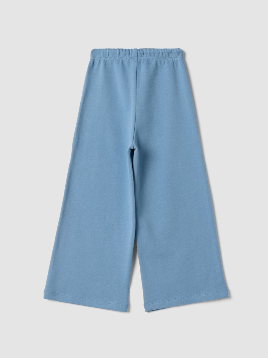 Pantaloni azzurri in puro cotone con vita elasticizzata regular fit_1