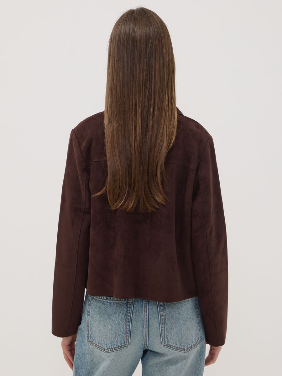 Brown regular-fit shacket with patch pockets_3