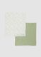 Bipack copertine verdi e bianche in puro cotone_0