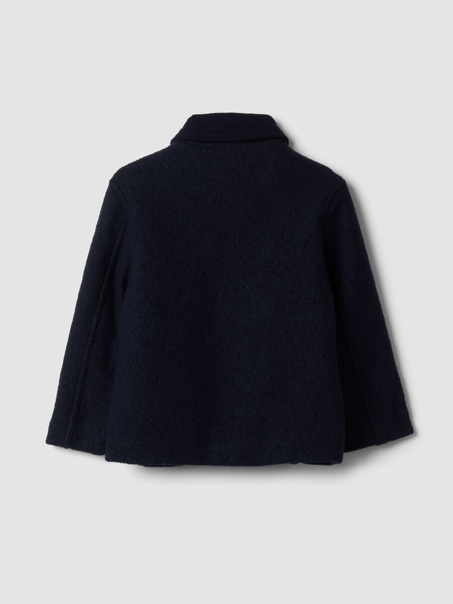 Cappotto blu in misto lana e viscosa regular fit_1