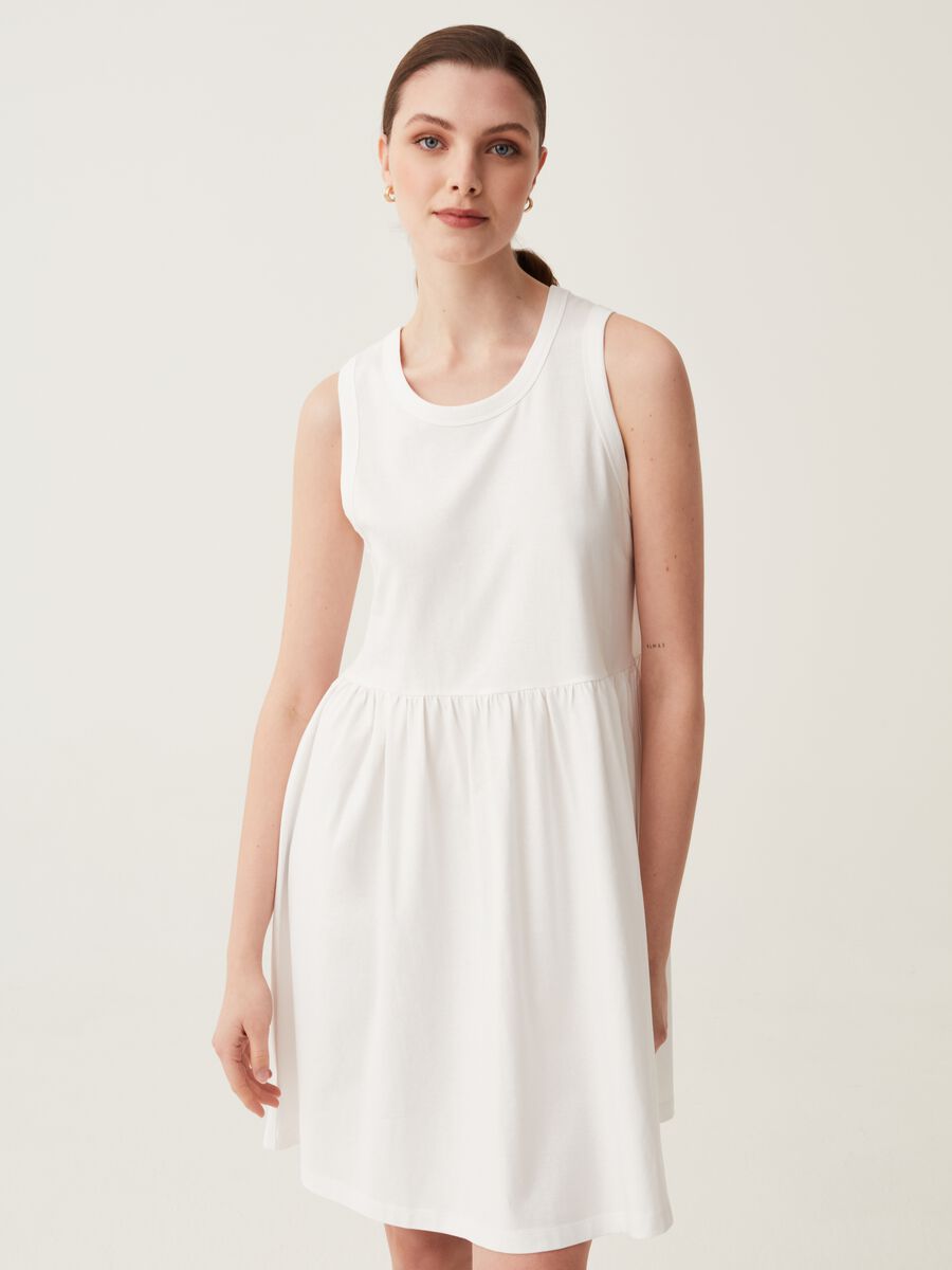 Short sleeveless dress in cotton_0