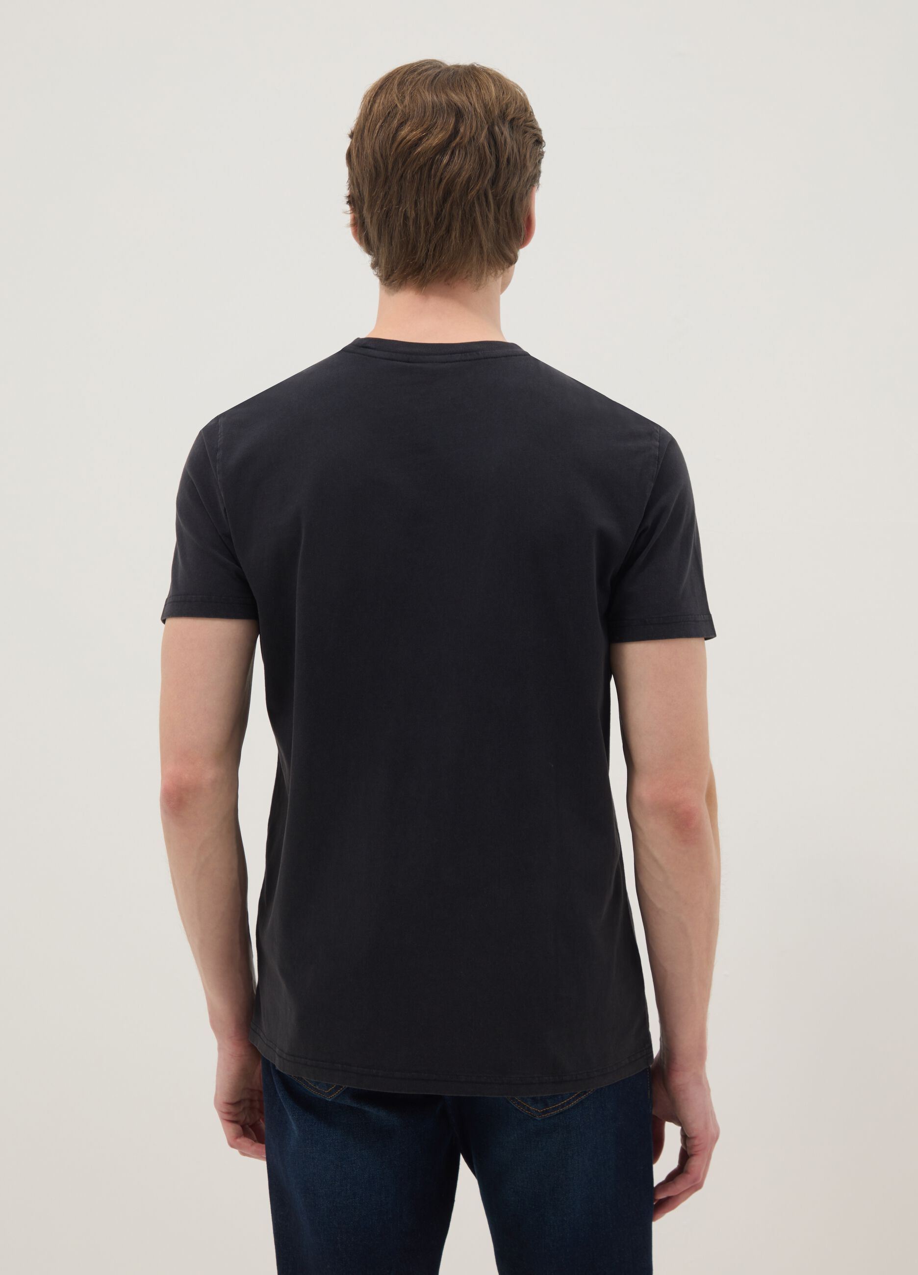 Schwarzes T-Shirt aus reiner Baumwolle im Regular Fit mit Pink Floyd-Druck