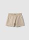 Girls' beige pure cotton shorts with relaxed fit_3
