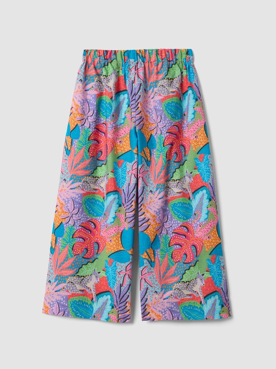 Multicoloured pure cotton palazzo trousers_4