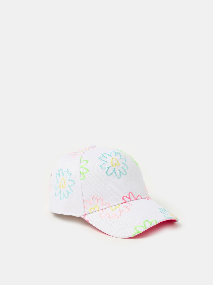 Organic cotton hat with flowers embroidery_2