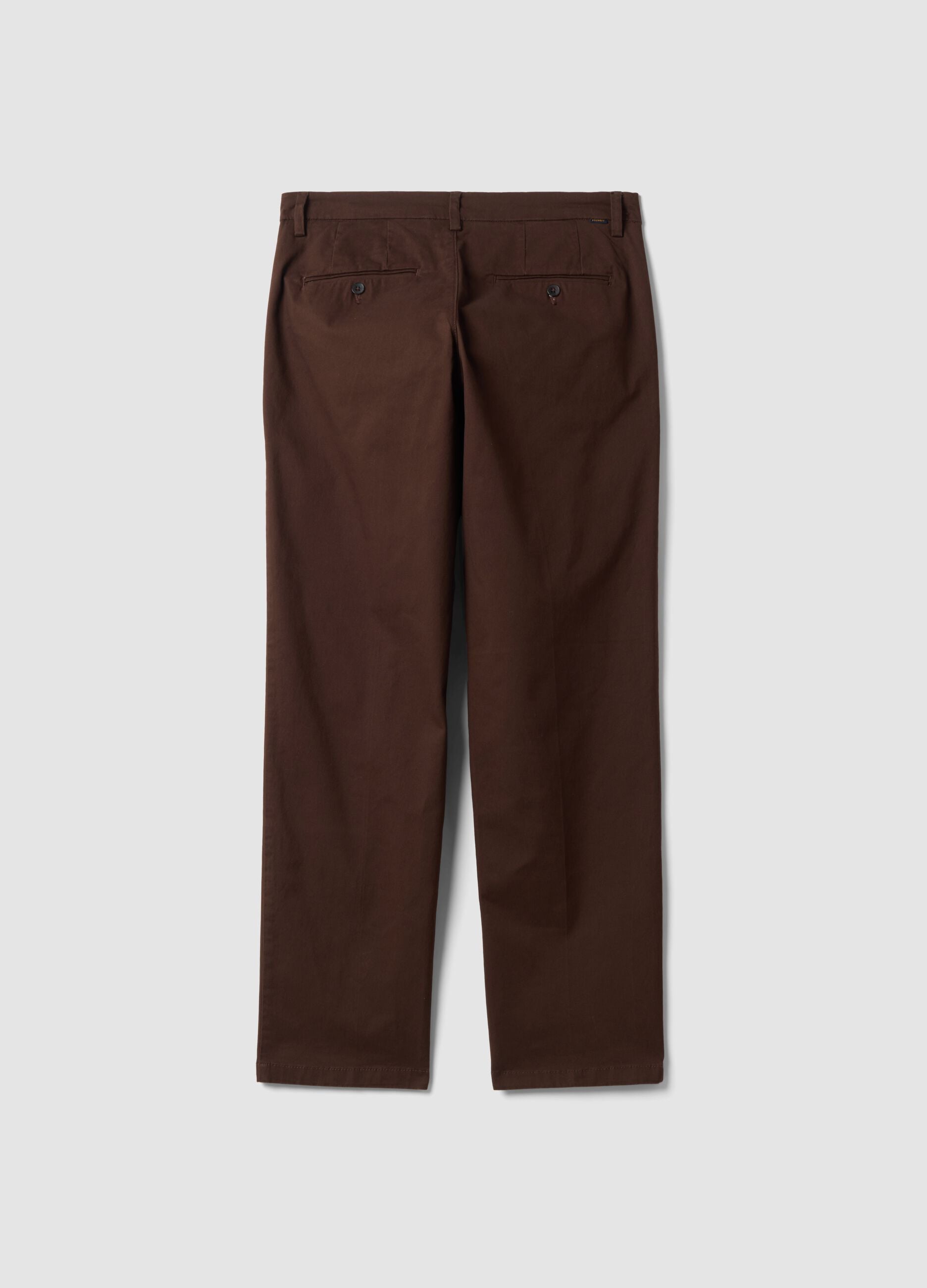 Brown regular-fit stretch cotton twill chino trousers