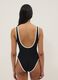 Schwarzer One-Piece-Badeanzug aus Stretchmaterial mit weissen Abschl&uuml;ssen_2